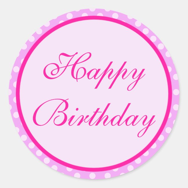 Sticker d'anniversaire rose Polka Dot (Devant)