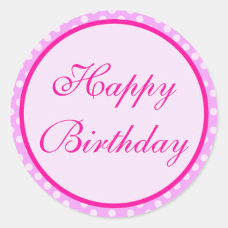 Sticker d'anniversaire rose Polka Dot