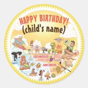 Sticker d'anniversaire Sunny California Beach