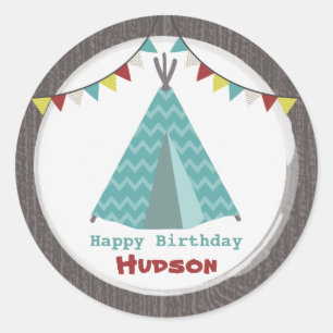 Sticker d'anniversaire Turquoise Tipi