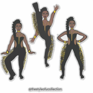 Sticker Danseuse à frange en or noir #1