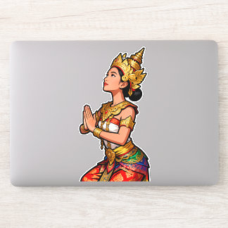Sticker Danseuse Legong Balinaise Rose