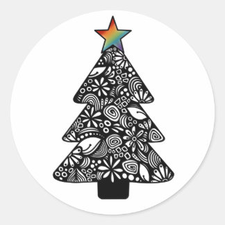 Sticker d'arbre de Noël noir et blanc