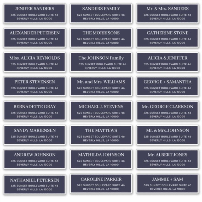 Sticker Dark marine moderne typographie mariage adresse d' (Devant)