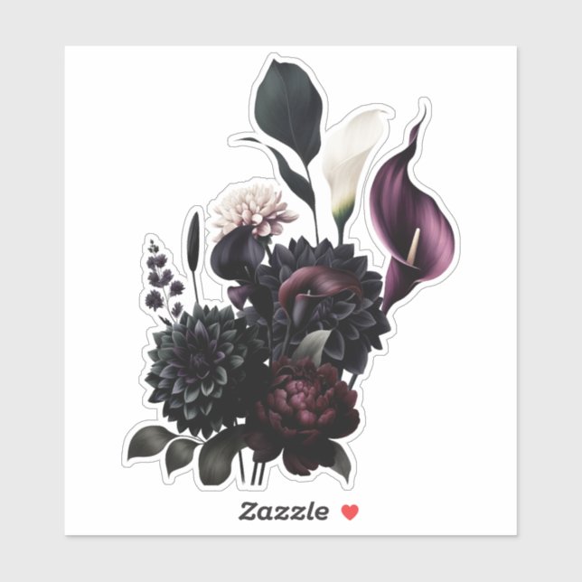 Sticker Dark Moody Romantic Floral Mariage blanc (Feuille)