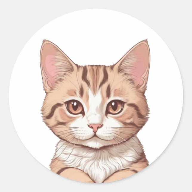 sticker d'art couleur d'eau de chat mignon (Devant)