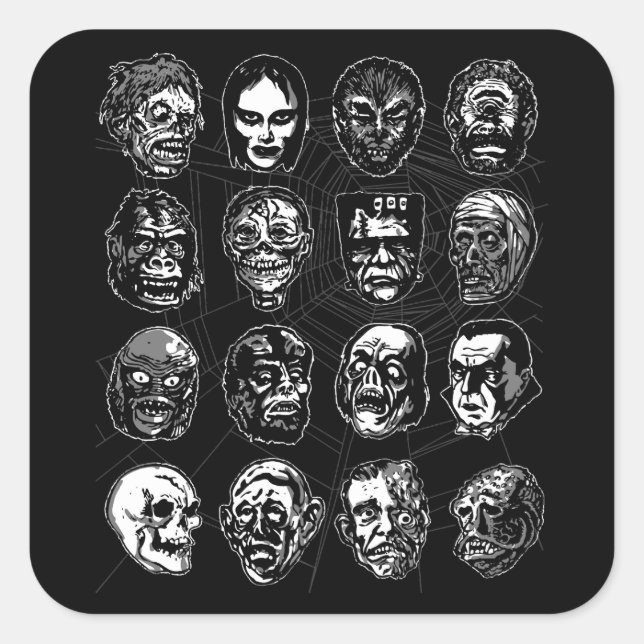 Sticker d'art Monster Masques B & W - Halloween ré (Devant)