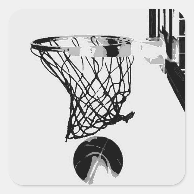 Sticker d'art pop de basket-ball noir et blanc (Devant)