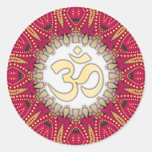 Sticker d'art spirituel Om Bohème Exotique Rouge