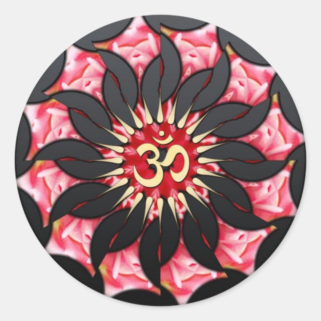 Sticker d'art spirituel Rose noir Om (Devant)