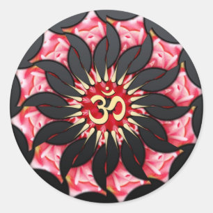 Sticker d'art spirituel Rose noir Om