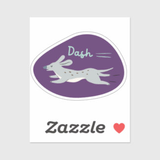 Sticker "dash" mignon chien gris illustré long chien pourp
