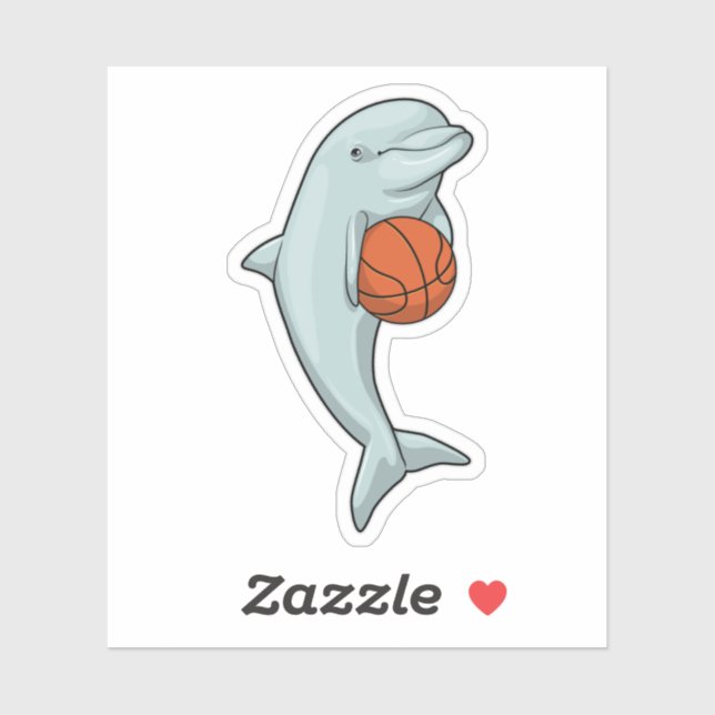 Sticker Dauphin au Basketball Sports (Feuille)