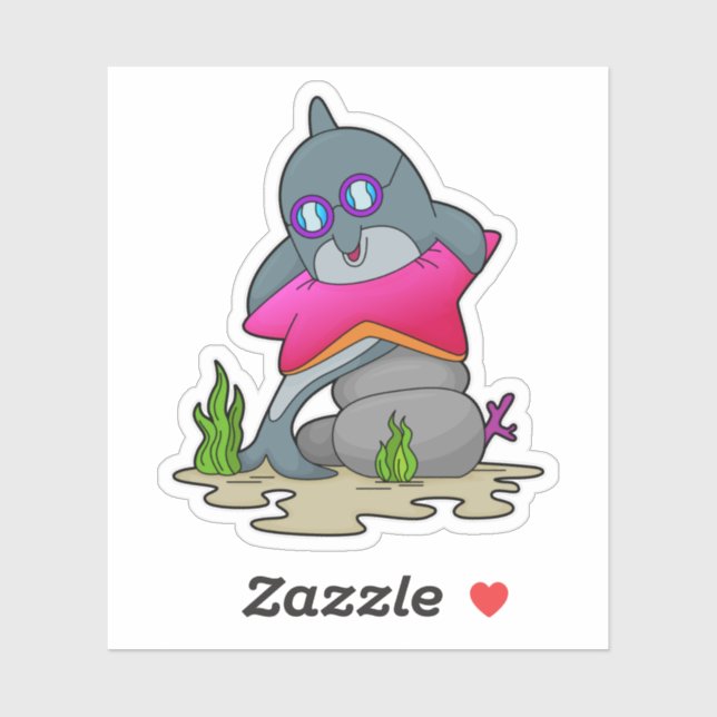 Sticker Dauphin avec lunettes (Feuille)