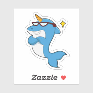 Sticker Dauphin en licorne avec lunettes.PNG