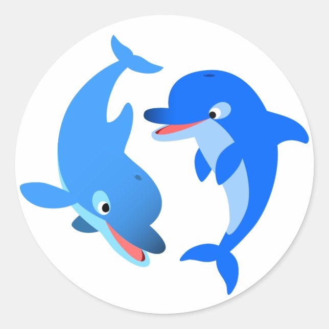 Sticker Dauphins Cartoon À Jouer Mignonne (Devant)