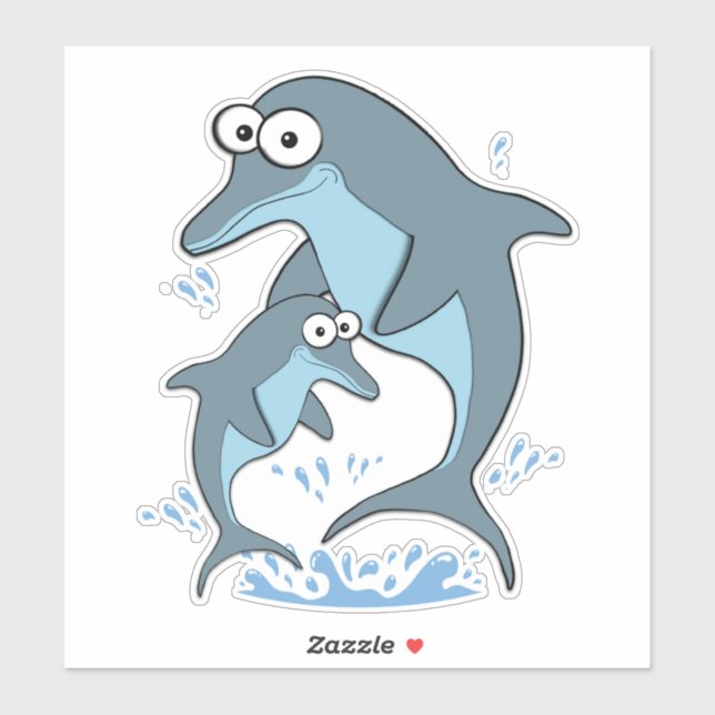 Sticker Dauphins de caricature mignons (Feuille)