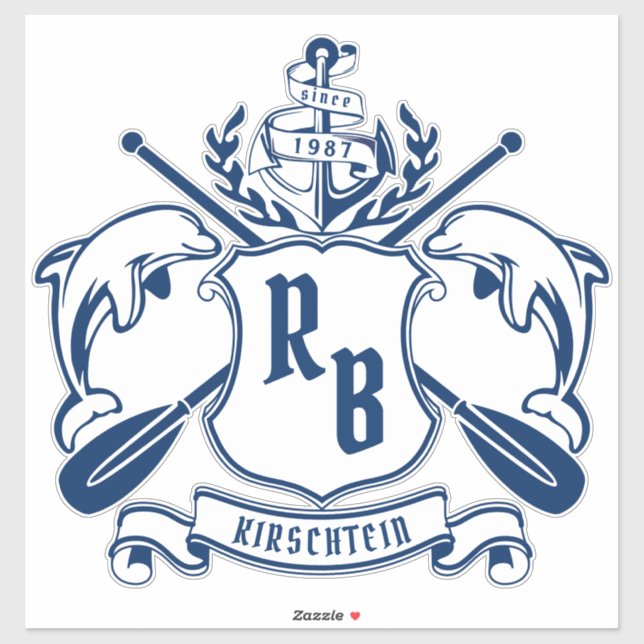 Sticker Dauphins de l'Emblème côtier Ancre Oar Shield Naut (Feuille)