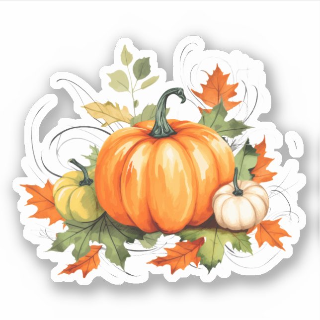 Sticker d'automne Citrouille coloré (Devant)