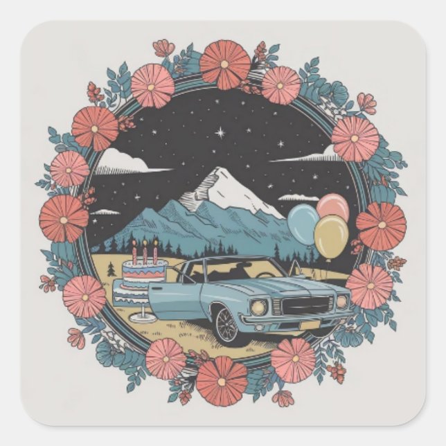 Sticker d'aventure d'anniversaire vintage (Devant)
