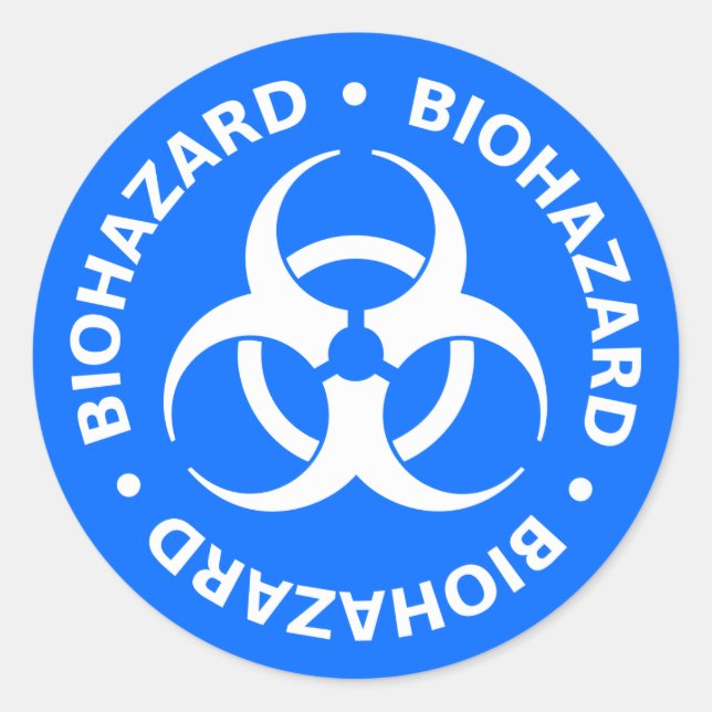 Sticker d'avertissement de risque biologique bleu  (Devant)