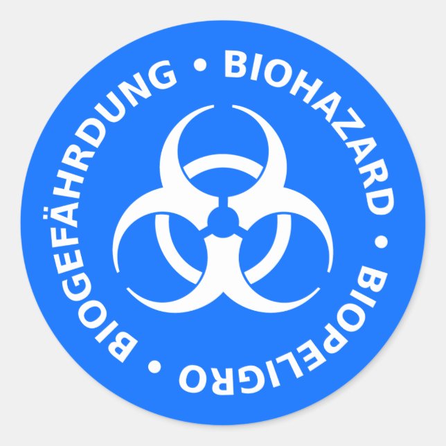 Sticker d'avertissement de risque biologique bleu  (Devant)