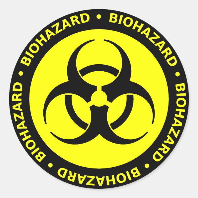 Sticker d'avertissement de risque biologique jaune (Devant)