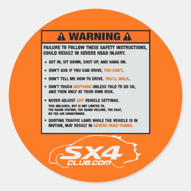 Sticker d'avertissement de Sedan (Devant)
