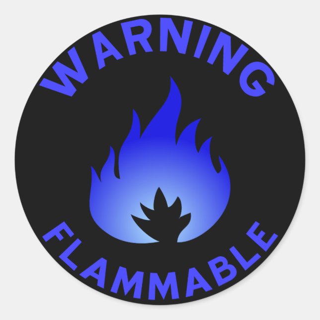 Sticker d'avertissement inflammable (bleu) (Devant)