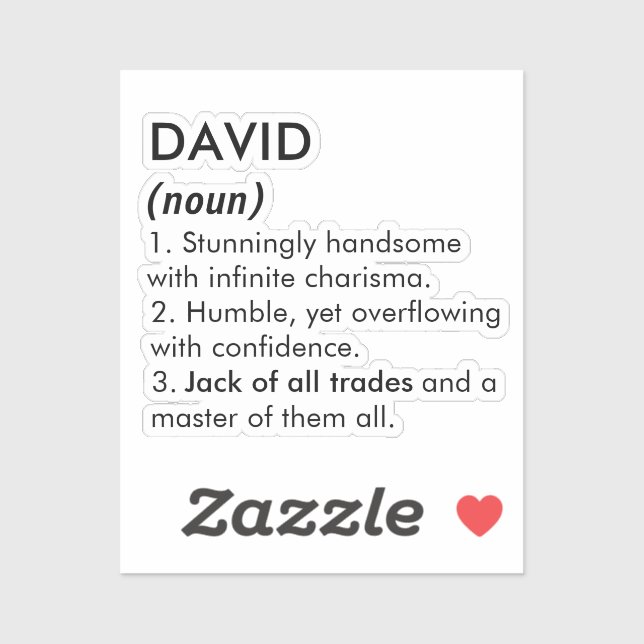 Sticker David name, Editable name, Custom name (Feuille)