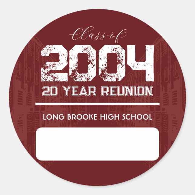 Sticker de 20 ans pour la réunion de l'école secon (Devant)