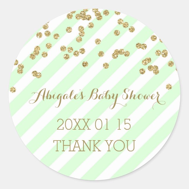 Sticker de Baby shower de  Mint Gold (Devant)