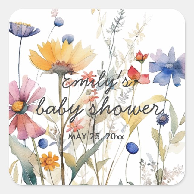 Sticker de Baby shower Fleur sauvage Hunny (Devant)