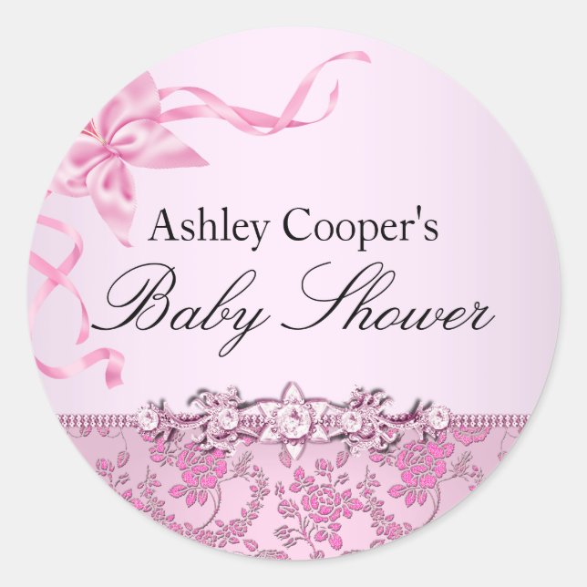 Sticker de Baby shower rose jolie (Devant)