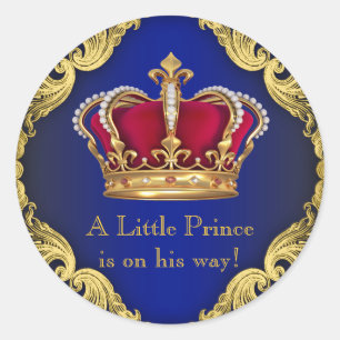 Sticker de Baby shower Royal Blue Crown