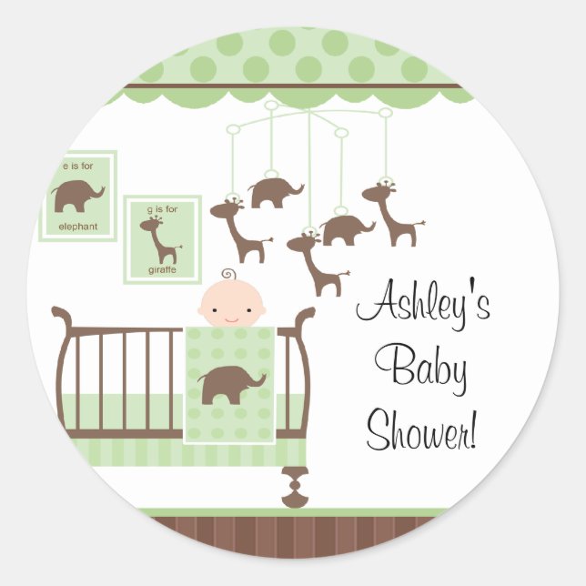 Sticker de Baby shower Sweet Green Baby Room (Devant)