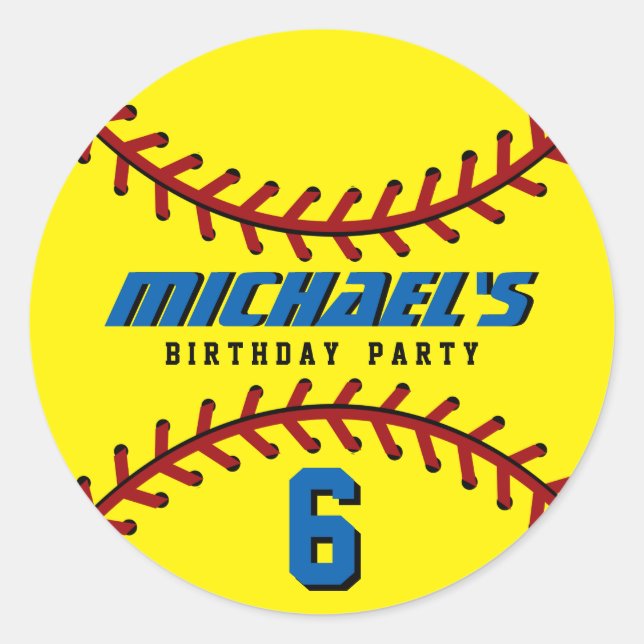Sticker de baseball Jaune Sports Anniversaire de e (Devant)