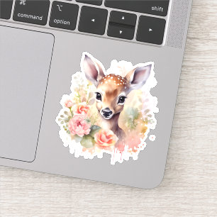 Sticker De Beaux Cerfs Entourés De Roses