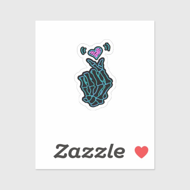 Sticker De Belles Mains De Squelette Avec Un Signal Coeur  (Feuille)