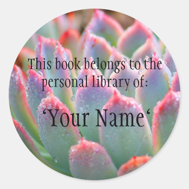 Sticker de bibliothèque personnelle Jade Succulent (Devant)