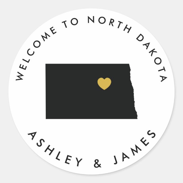 Sticker de bienvenue du Mariage du Dakota du Nord (Devant)