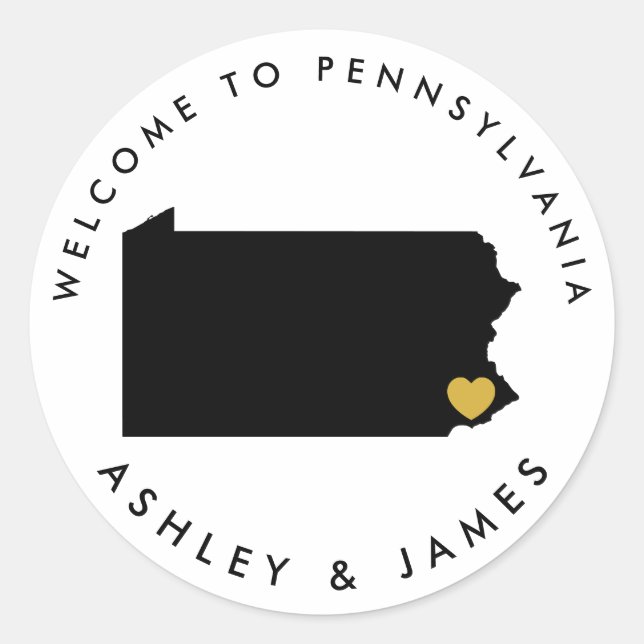 Sticker de bienvenue Mariage Pennsylvanie pour boî (Devant)