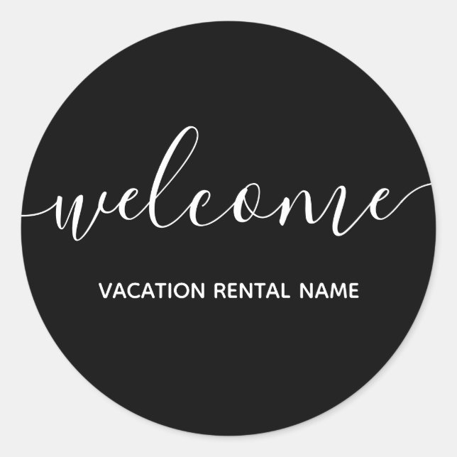 Sticker de bienvenue noir de location de vacances (Devant)
