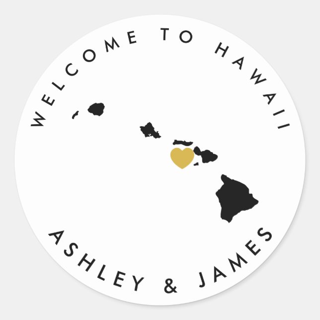 Sticker de bienvenue pour Mariage Hawaii pour sac  (Devant)