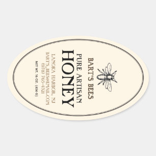 Sticker de bordure ovale d'abeille héraldique miel