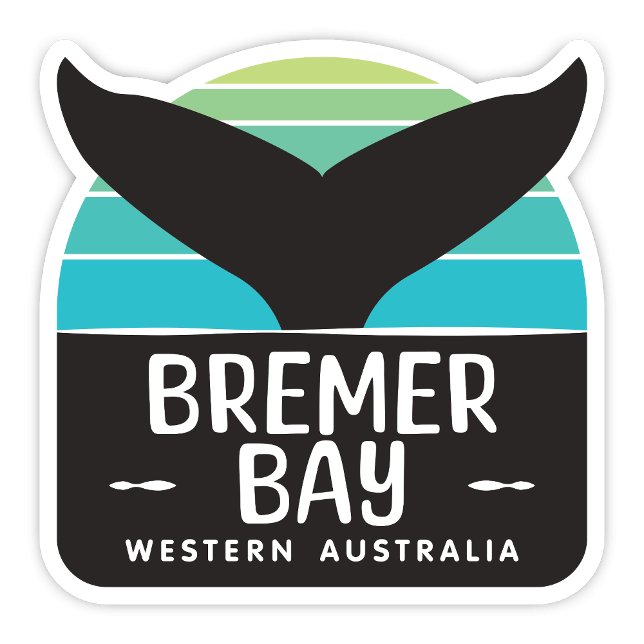 Sticker de Bremer Bay, Australie occidentale (Bremer Bay, Western Australia retro whale tail sticker)