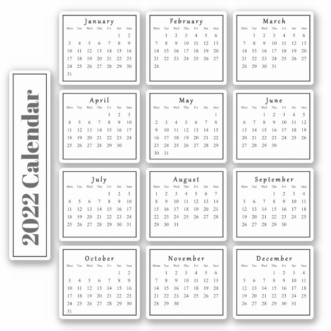 Sticker de calendriers de planificateurs de Mini N (Devant)
