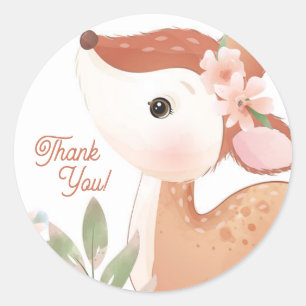 Sticker de Carré de la fête du Merci ronde Oh cerf