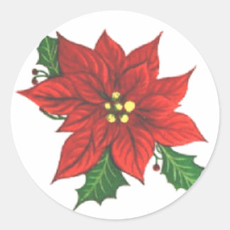 Sticker de carte de voeux Poinsettia