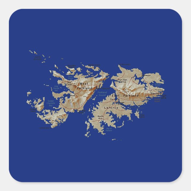 Sticker de carte des îles Falkland (Devant)
